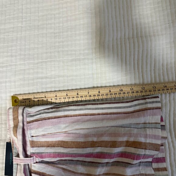 Maurices Colorful Stripe Linen Blend Belted Shorts Womens size Small NEW - Picture 7 of 9